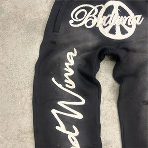 Pantalon de survêtement brodé d'appliques en coton avec logo personnalisé Nouveauté Pantalon de jogging à taille élastique délavé au soleil pour hommes - Product Image 3