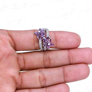 Belle bague de mariage en argent sterling massif améthyste coupe marquise naturelle 925 en gros de l'usine de bijoux indiens - Product Image 4