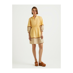 Vestido casual de algodón de manga larga y cuello abierto de alta calidad para mujer - Product Image 2
