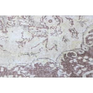 Vintage 1.5x2.9 ft Small Turkish Rug <b>Brown</b> White Oriental <b>Wool</b> Patchwork Rug with Latex Backing Eco-Friendly Home Decor - Product Image 5