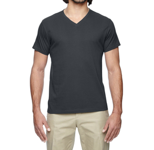 Chemises extensibles à col en V pour hommes T-shirts OEM en coton col en V T-shirts pour hommes coupe ajustée col en V manches courtes en coton polyester - Product Image 1