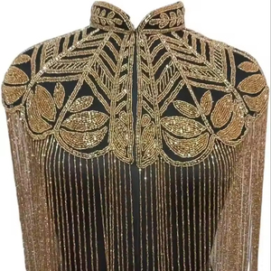 Cape burlesque perlée et pailletée brins perlés suspendus se fixe au cou belles capes de festival de vêtements de fête - Product Image 1