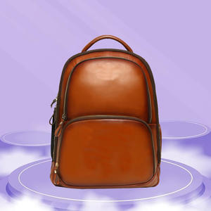 Moda moda PU cuero College School Bag hombres Mochila de cuero - Product Image 6