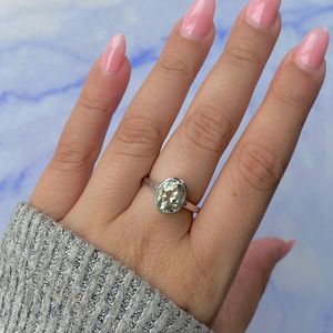 ขายส่ง925จำนวนมากเครื่องประดับเงินสเตอร์ลิงเครื่องประดับผู้หญิงแหวนรูปไข่แหวนอเมทิสต์สีเขียวธรรมชาติเวอร์มีล - Product Image 2