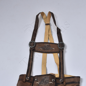 Vente en gros quantité courte longueur hommes bavarois élégant Trachten Lederhosen mode fendu short en daim avec boutons en os - Product Image 5