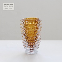 Vases en verre soufflé à la bouche Bixuan, texture glace, sur pied, en cristal rose, bleu, ambre, transparent, pour la décoration d'hôtels et de mariages