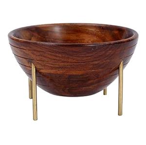 Maravillosas patas de Metal comida ensalada fruta servir tazón de alta venta hecho a mano decorativo tazón de madera a precio al por mayor - Product Image 2