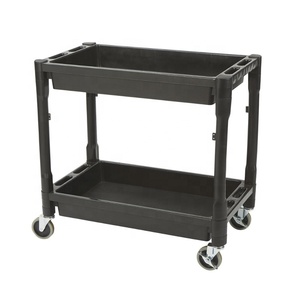 Heavy Duty Industrial Utility <b>Cart</b> 500 Lbs Capacity Four-<b>Wheel</b> Platform 2-Shelf Structure Ergonomic Handle 2-Shelf - Product Image 3