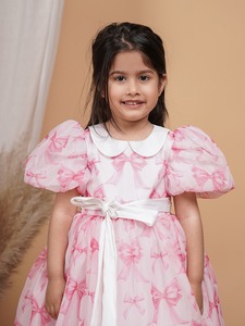 Vestido de princesa al mejor precio con mangas abullonadas para niños y niñas, vestido elegante - Product Image 6