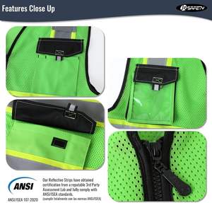 Gilet de sécurité réfléchissant léger Logo personnalisé maille respirante haute visibilité Construction vêtements de travail pour hommes - Product Image 5