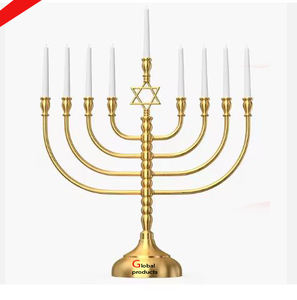 most demanding golden finished 9 branch hanukkah <b>candelabra</b> for home temple - Product Image 2