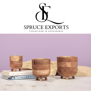 Portavelas de madera de tres patas con un elegante candelita de metal, elegancia moderna para una decoración elegante del hogar - Product Image 3