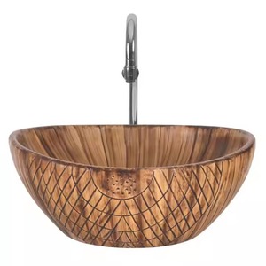 Lavabo de table de forme ronde imprimé en noir et blanc évier de salle de bain en céramique moderne sous le comptoir pour une utilisation sur le comptoir - Product Image 3