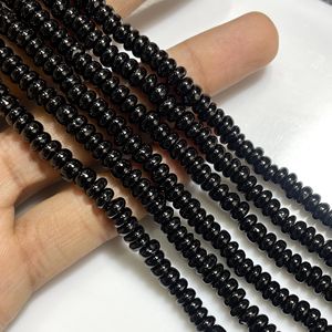Cuentas de forma de rondelle lisas de espinela negra, cuentas al por mayor de espinela negra Lisa natural - Product Image 4