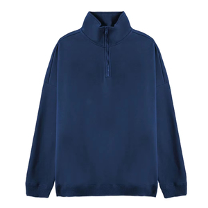 Sudadera de cuello con cremallera mezclada de algodón polar 100%, sudadera holgada Suny System, sudadera, versión básica de 380gsm para hombres - Product Image 1