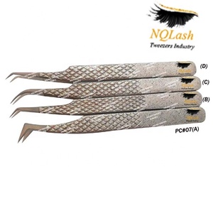 Pinzas de extensión de volumen al por mayor, 90 grados, agarre de diamante, acero inoxidable, puntiagudas, NQLASH - Product Image 6