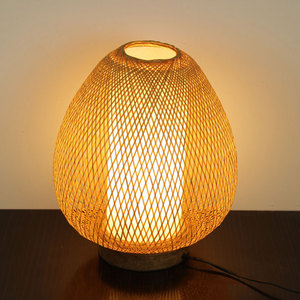 Handmade Rattan Lamp Shade Customized Design Farmhouse Style Desk Lamp with Warm White LED <b>Lighting</b> Creative Weave - Product Image 3