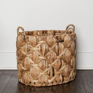 Sustainable natural woven <b>wicker</b> container <b>baskets</b> handmade round water hyacinth storage <b>baskets</b> - Product Image 5
