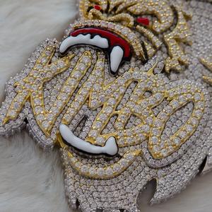 Colgante de letra de Alá chapado en oro blanco de 14 quilates para hombre, corte redondo de 4 quilates, estilo HipHop de moissanita Real - Product Image 2