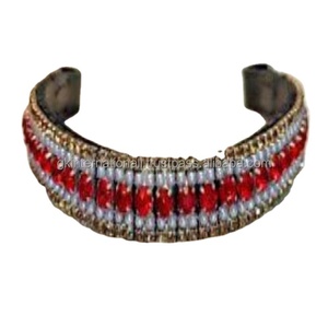 Bande de front de cheval en cuir Bling Crystal Horse Bridle anglais Designer Look 5 rangées de bande de front en cristal Choix de couleurs de cristal - Product Image 1