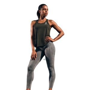 Women's High Waist Gray Athletic Leggings with <b>Black</b> Sleeveless Workout <b>Tank</b> <b>Top</b> Activewear Set - Product Image 1