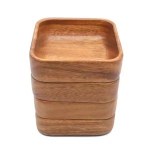 Bandeja de servicio de madera de bambú con lados profundos y asas para comida, té, aperitivos y uso decorativo en el hogar - Product Image 2