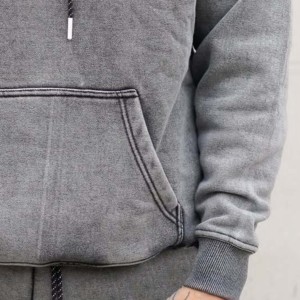 Top qualité hiver Street Wear 400gsm lavage à l'acide fermeture éclair complète nous en détresse broderie Patch pull à capuche hommes et sweats garçon - Product Image 2