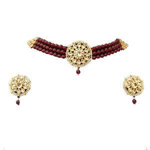 Trendy Statement Choker Necklace Earrings Set Brass Base Kundan <b>Jewelry</b> <b>Handcrafted</b> Geometric Ethnic Wedding Engagement Party - Product Image 3