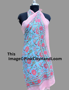 Top Quality Neck Head Wrap Beach Coverup Bikini Bohemian Sarong <b>Indian</b> Hand Block Printed <b>Scarf</b> 100% Cotton Best Swimwear - Product Image 2