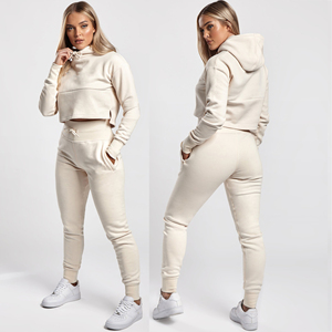 Conjunto de pantalones de chándal y Sudadera con capucha de fabricante con logotipo personalizado de alta calidad, chándal de lana de tecnología pesada para mujer - Product Image 2