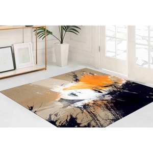 Tapis abstrait portrait de femme : Art moderne, antidérapant, lavable en machine, avec poils doux - Product Image 2