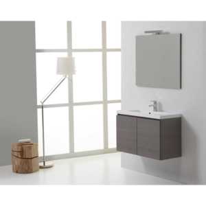 Mobile Bagno Sospeso Rettangolare Moderno in Legno Grigio da 80 cm, Set Due Pezzi Miami Sink - Product Image 2