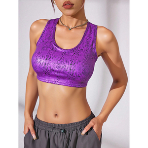 Viola stampa serpente sportivo da donna Top traspirante leggero senza cuciture Activewear Plus Size per Yoga e Fitness - Product Image 1