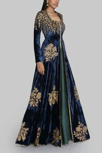 ELEGANT EMBROIDERY on VELVET <b>JACKET</b> & SILK LEHENGA DRESS EMBELLISH CRYSTAL GLASS BEADS,DABKA WORK for Party-WEAR/WEDDING @ 2022 - Product Image 2