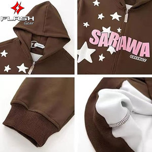 Custom High Quality Streetwear Hoodie Fleece Blank Zip up <b>Vintage</b> Double Layer Acid Wash Finish Design Featuring Pockets - Product Image 6