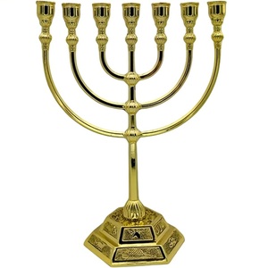 Lujoso candelabro Chanukah Menorah alta venta siete ramas judía Menorah oro actividad religiosa Judaica regalos para cumpleaños - Product Image 3