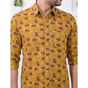 Chemise décontractée pour homme à manches longues en coton imprimé, motif floral, taille XL, 100 % respirante, tissu popeline/Oxford, offre ODM - Product Image 2
