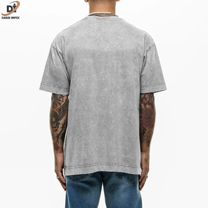 Camiseta de lavado ácido informal personalizada de alta calidad para hombre, manga caída, diseño liso por fabricante - Product Image 4