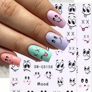 Autocollants 3D auto-adhésifs pour ongles, petites expressions, dessin animé mignon, émoticônes drôles, fournitures de décalcomanies pour ongles avec numéro de modèle Zb - Product Image 6