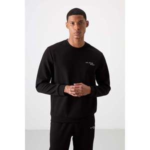 Ensemble de survêtement pour homme en coton épais, doux, texturé, confortable et brodé - 85254 - Noir/écru/noir - Product Image 3