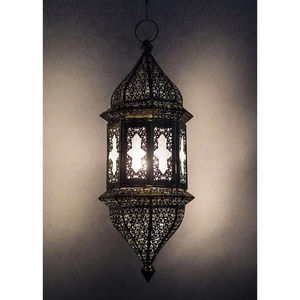 Lampe de plafond marocaine en laiton de luxe, lanterne marocaine suspendue en fer doré faite à la main pour décoration intérieure, extérieure et mariage - Product Image 4