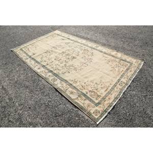 พรมตุรกีพื้นที่ขนาดใหญ่วินเทจสไตล์คลาสสิกสี่เหลี่ยมลายสีเบจสีเขียวปะต่อดีไซน์5 x 8.7ft ผ้าขนสัตว์พรมยางสำหรับห้อง - Product Image 2