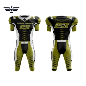 Custom American Football Uniform Set 100% Polyester Breathable Short Sleeve V-neck Front Customized Color Logo Sublimation Print - Product Image 1