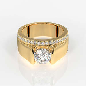 Men's 14k <b>Gold</b> <b>Ring</b> with Moissanite Diamond Matt Collection - Product Image 1