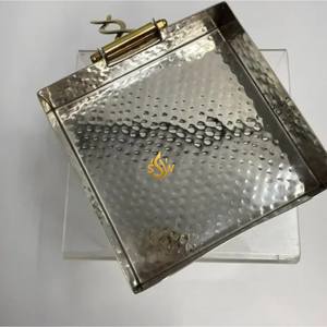 Designer Home And Wedding Tabletop Hammered Design Latest Arrival Unique Design Stainless Steel Shiny Polished <b>Tissue</b> Holder - Product Image 3