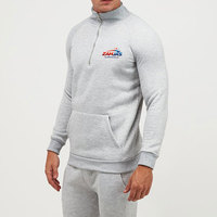Survêtement pour homme tendance, 100% coton, pour l'hiver, couleur unie, respirant, teinture unie, avec col montant