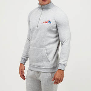 ชุดวอร์มผู้ชายผ้าฝ้าย 100% ยอดนิยมสำหรับฤดูหนาว สีพื้น ระบายอากาศได้ดี ย้อมสีเรียบ คอตั้ง - Product Image 2