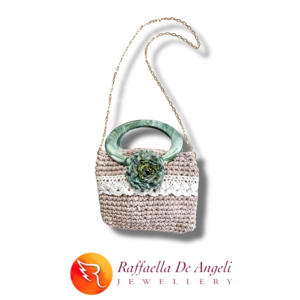 กระเป๋าโครเชต์ 05 สีเบจ งานแฮนด์เมดจากอิตาลี ลายดอกไม้ฤดูร้อน ลายเรขาคณิต สายสะพายผ้าฝ้าย กว้าง 62 ซม. สูง 24 ซม. ลึก 20 ซม. - Product Image 2