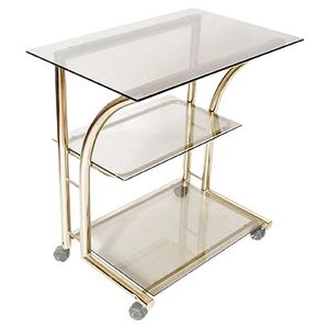 Recién llegado, último diseño, acabado dorado, esclavos de vidrio de 3 niveles, carrito de servicio de Metal, accesorios de servicio de hotel de Venta caliente - Product Image 1
