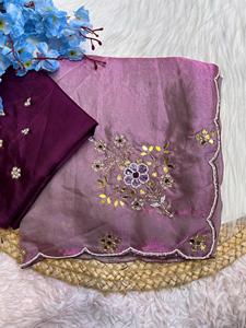 Sarees en satin réversibles Mahaveer Silks avec boutons de travail manuel complexes pour vêtements indiens et pakistanais - Product Image 6